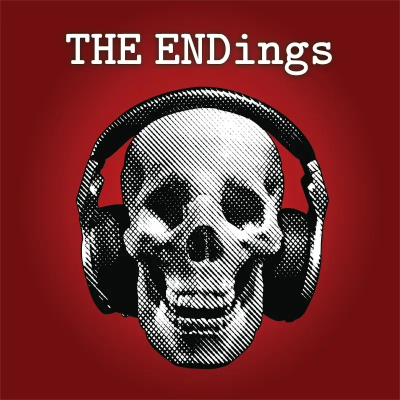 The ENDings show image: a grinning skull wearing headphones