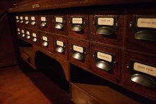 Puzzling drawers in roll-top desk